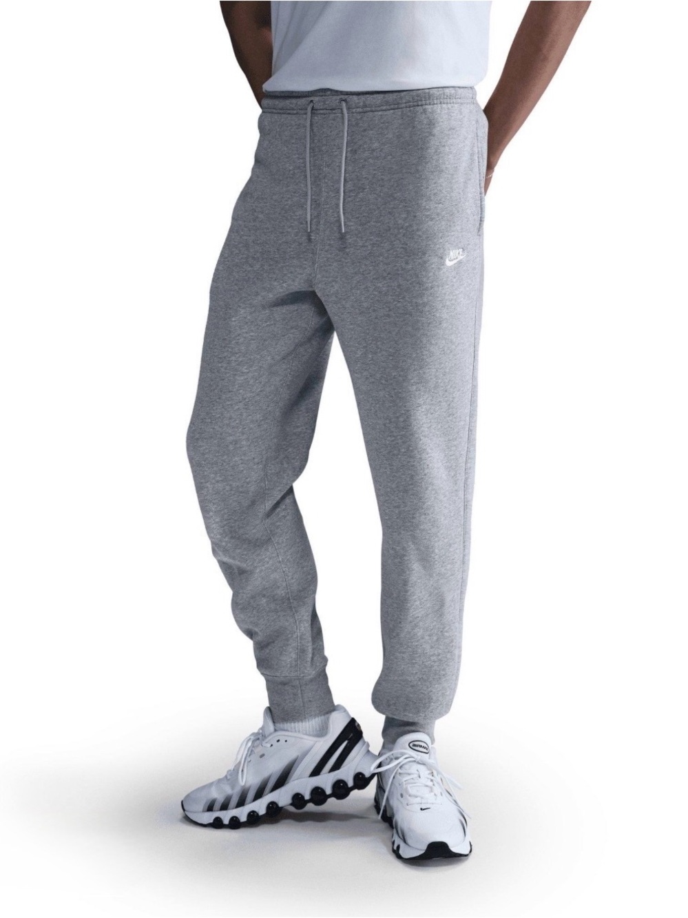Nike Club Fleece Joggers Mens S Gray Sweatpants Embroidered Logo Cuffed Tapered